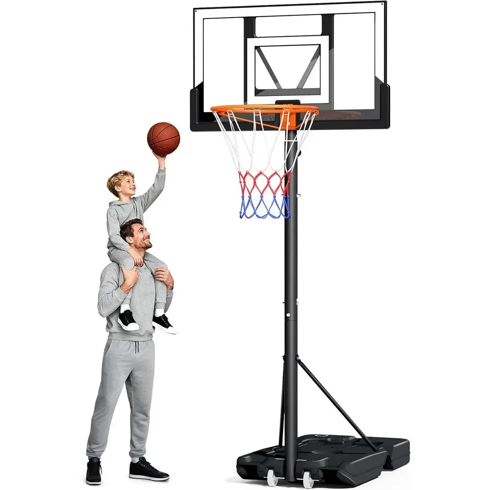 Kids Outdoor Basketball Hoop - ห่วงบาสเก็ตบอลแบบพกพาสำหรับใช้งานกลางแจ้งพร้อมแผ่นหลังกันแตกขนาด 40 นิ้วสำหรับเด็ก วัยรุ่น และผู้ใหญ่