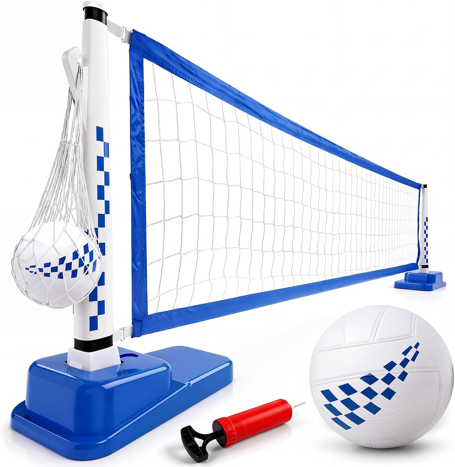Kids Outdoor Volleyball Net - ระบบตาข่ายวอลเลย์บอลน้ำแบบปรับได้สำหรับสระว่ายน้ำในพื้นดิน ขนาด 15-25 ฟุต พร้อมตาข่ายระดับมืออาชีพ ฐานรองรับน้ำหนักมาก