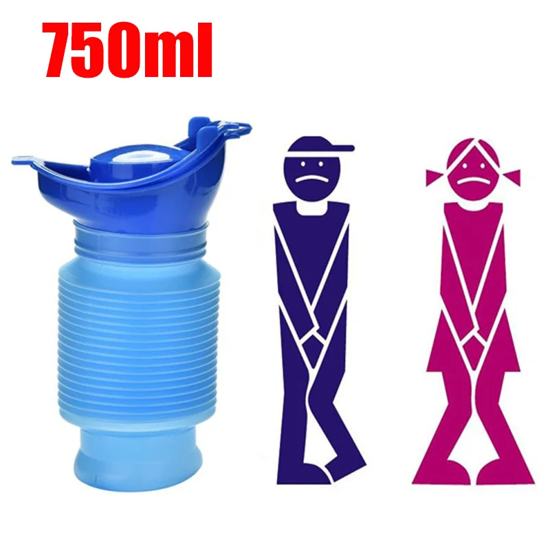 Kids Outdoor Urinal - 750ml ผู้ใหญ่ปัสสาวะแบบพกพา Shrinkable โทรศัพท์มือถือห้องน้ําไม่เต็มเต็งผู้หญิงเด็ก Pee ขวดสําหรับรถกลางแจ้ง