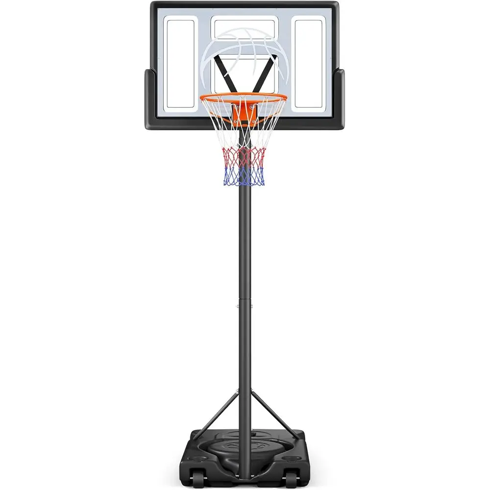 Kids Outdoor Basketball Hoop - ระบบห่วงบาสเก็ตบอลแบบพกพาปรับระดับได้สำหรับเด็กและผู้ใหญ่ พร้อมแป้นบาสขนาด 44 นิ้ว และฐานเสริมความแข็งแรง