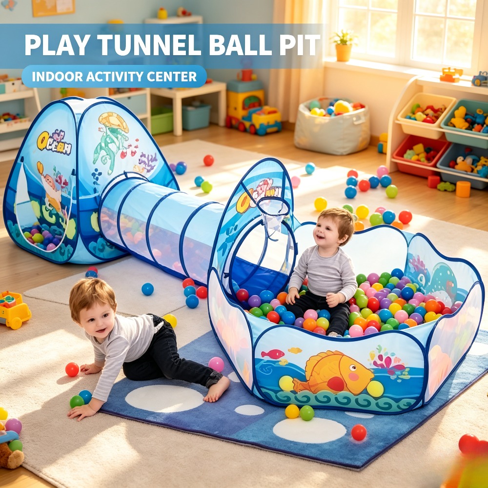 Kids Outdoor Tunnel - สระบอลสำหรับเด็ก คอกกั้นเด็ก เต็นท์พกพา อุโมงค์คลาน สนามเด็กเล่นในร่มและกลางแจ้ง ของเล่นสระบอลลูน