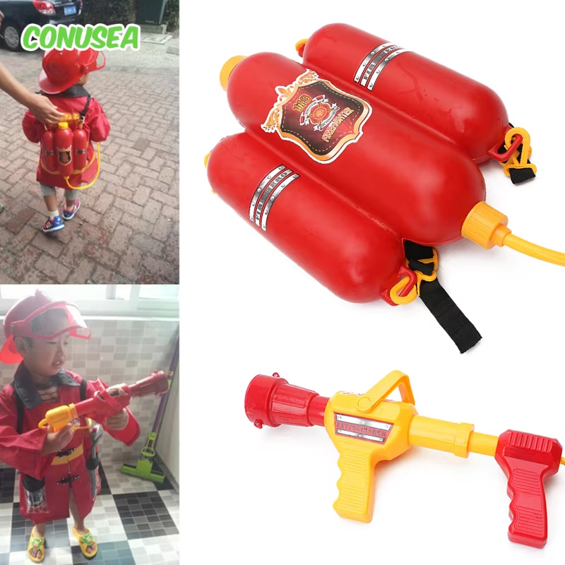 Kids Outdoor Yard Games - Fire กระเป๋าเป้สะพายหลังปืนฉีดน้ําขนาดใหญ่ความจุ Fireman น้ําปืนดึงยิงฤดูร้อนสระว่ายน้ําชายหาดน้ําเกมกลางแจ้งของเล่นเด็กของขวัญ