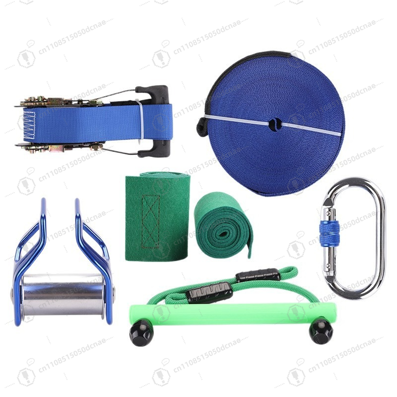 Kids Outdoor Monkey Bar Set - ชุดฝึกซ้อมสแลคไลน์สำหรับเด็ก, ชุดมอนกี้บาร์ ซิปไลน์ พร้อมรอก, อุปกรณ์เล่นเกมฝึกสมดุลกลางแจ้งสำหรับเด็ก