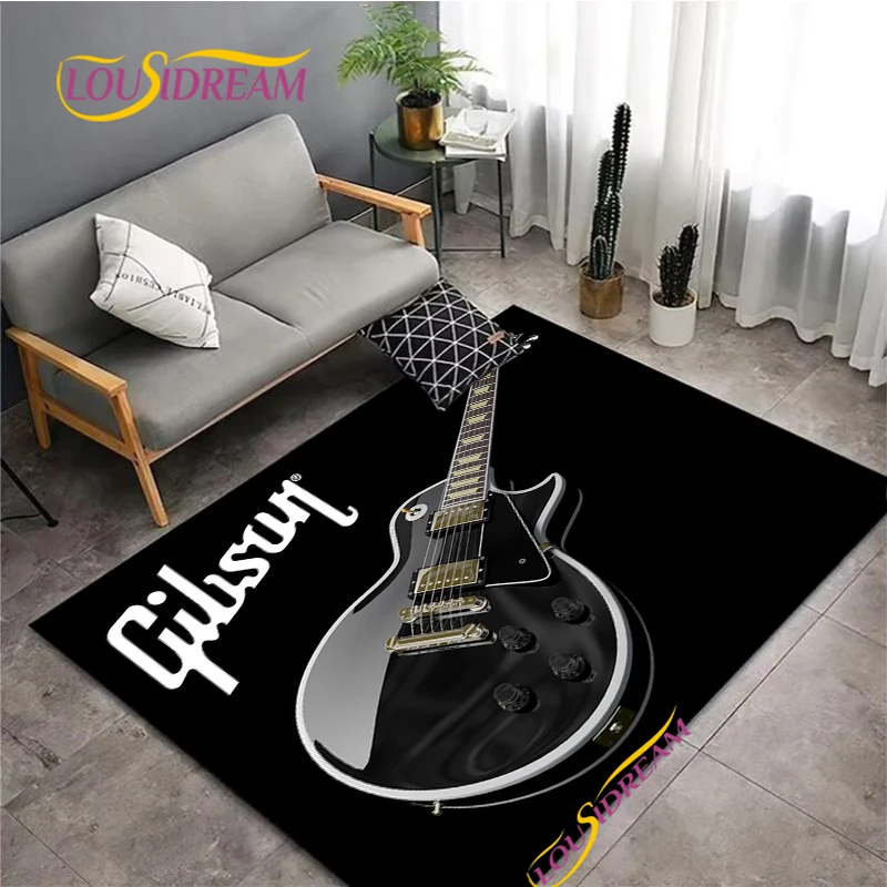 Kids Outdoor Yoga - Fender Burning รูปแบบกีตาร์พรมห้องนั่งเล่นห้องนอนกาแฟ YOGA พรมประตูห้องครัวเด็ก Un-SLIP