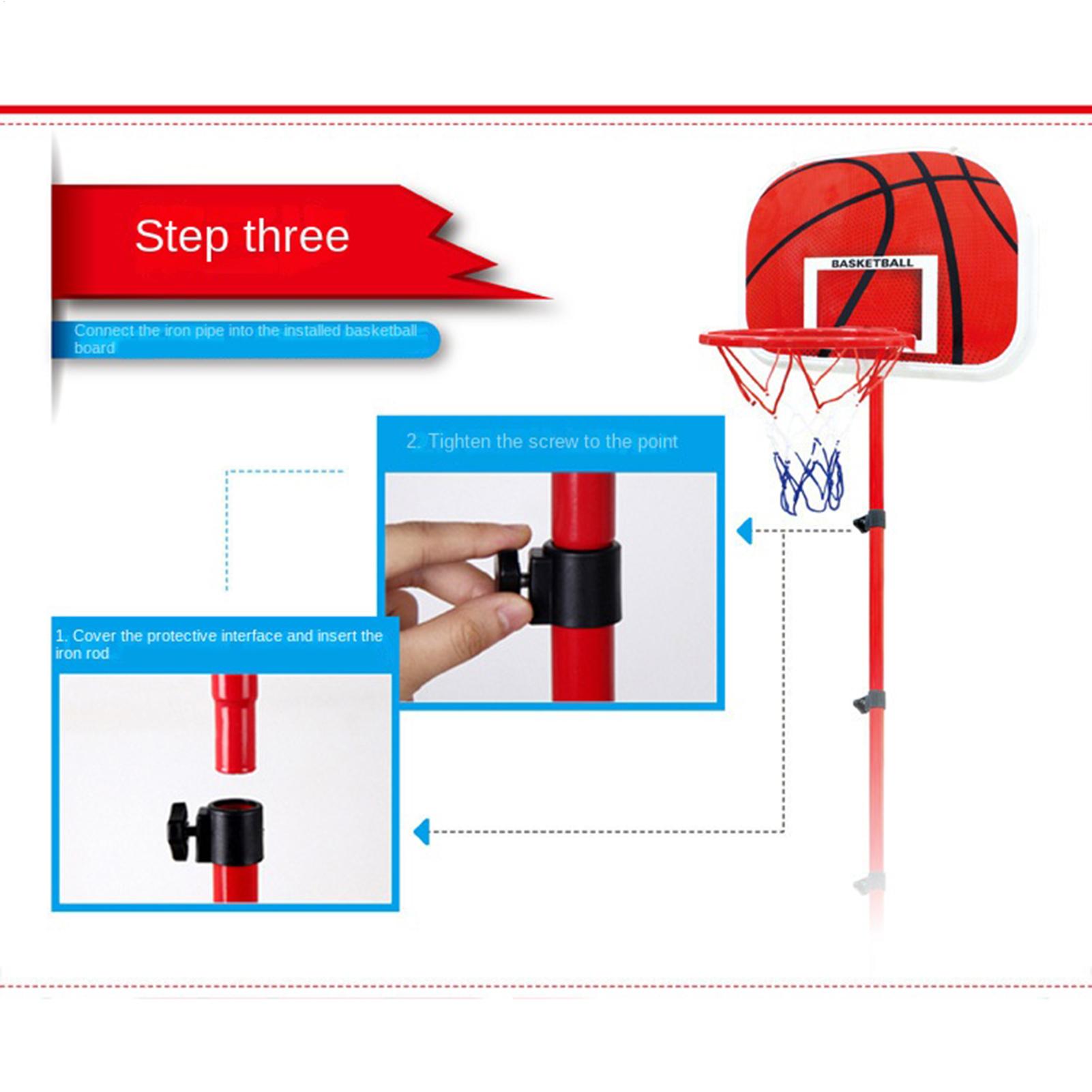 Kids Outdoor Basketball Hoop - ห่วงบาสเก็ตบอลและขาตั้งสำหรับเด็ก พร้อมลูกบอล 3 ลูก ปั๊มลม ปรับความสูงได้