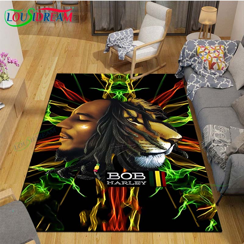 Kids Outdoor Yoga - Pop นักร้อง R-Reggae Bob Marley พิมพ์พรมห้องนั่งเล่น