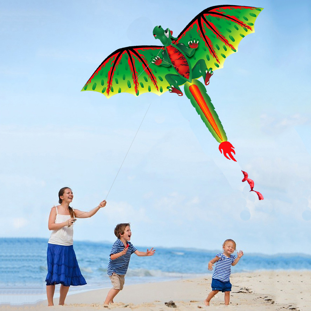 Kids Unique Outdoor Toys - ว่าว3D D-ragon K-ITE เด็กเล่นเกมกิจกรรมการบินกลางแจ้งสำหรับเด็กพร้อมหางที่ไม่เหมือนใครว่าวไดโนเสาร์บินและสัตว์