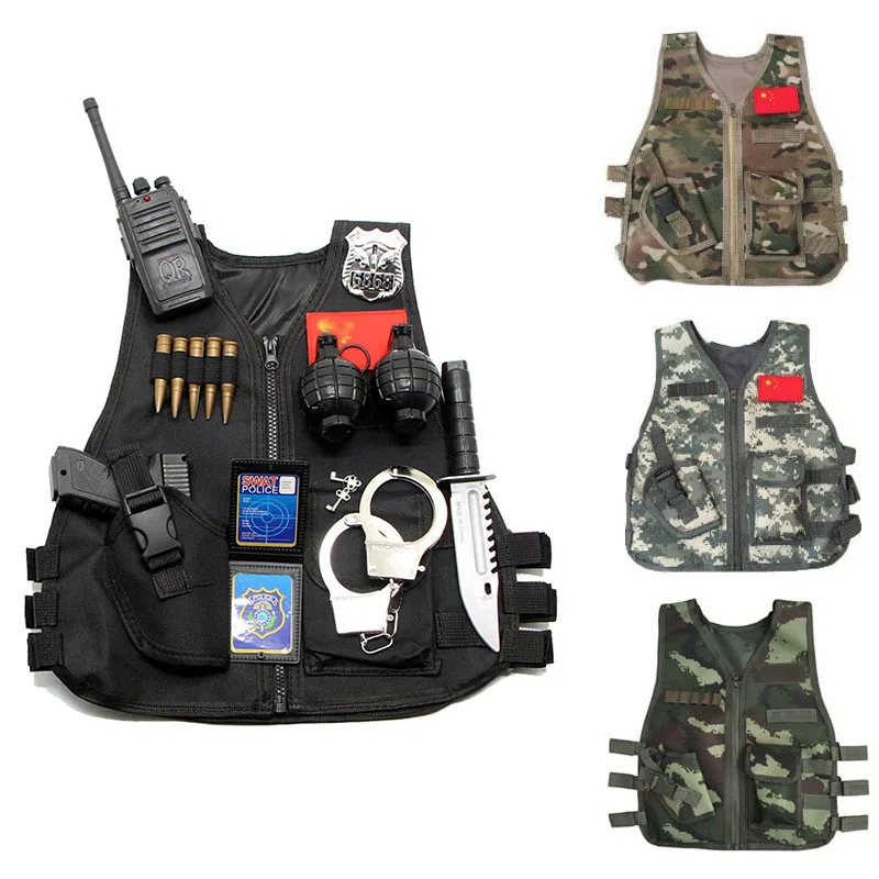 Kids Outdoor Clothing - เสื้อกั๊กสำหรับเด็กกลางแจ้งเสื้อกั๊กลายพรางสำหรับเด็กผู้ชายเด็กผู้หญิงเสื้อสำหรับใส่เล่นเกมล่าคอสเพลย์ตกปลา CS