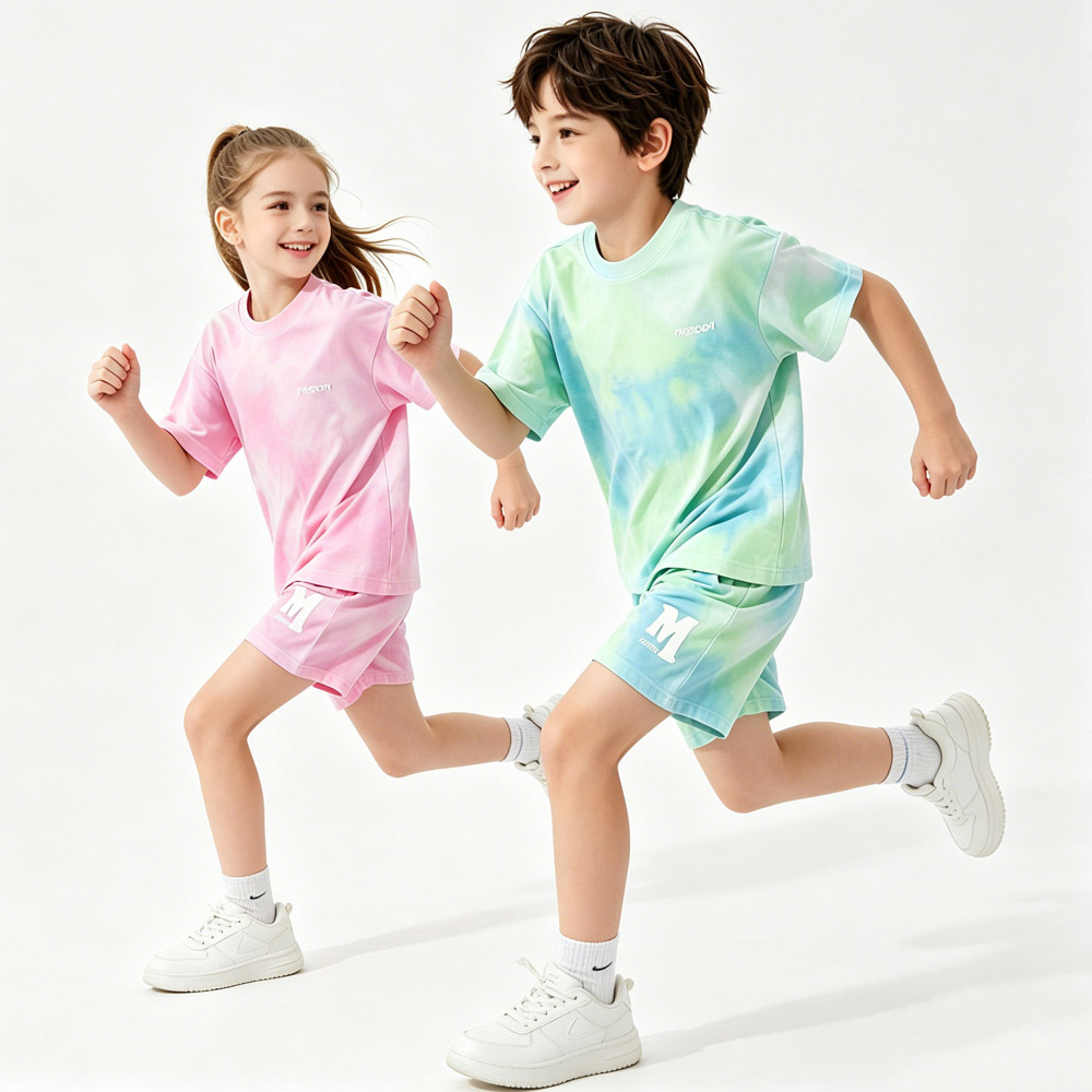 Kids Outdoor Clothing - ชุดกีฬาเด็ก 5-14 ปี ชุดฤดูร้อนเด็กชายผ้าฝ้าย ชุดเด็กหญิง ชุดกีฬาหลวมๆ