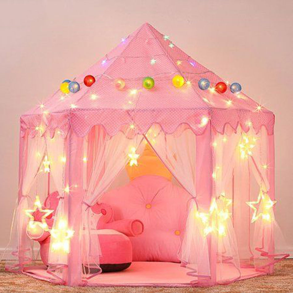 Kids Outdoor Tunnel - แบบพกพาเด็กเต็นท์เด็กเต็นท์ของเล่นสาวเจ้าหญิงปราสาท Tipi Infantil เด็กบ้าน Vigvam Teepee