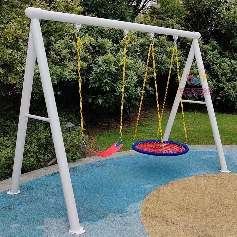 Kids Outdoor Swing Set - ชุดชิงช้าโลหะสำหรับเด็กแบบแข็งแรงทนทานสำหรับสนามเด็กเล่นกลางแจ้ง เหมาะสำหรับการเล่นและการพักผ่อนในสวนหลังบ้าน โปรโมชั่นส่งเสริมการขาย