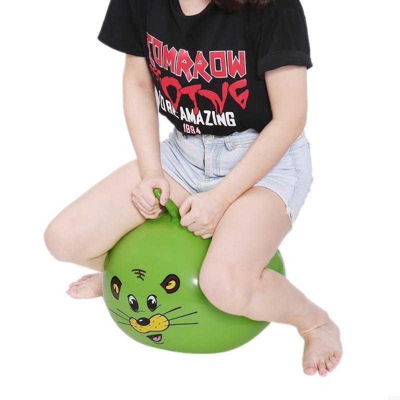 Kids Outdoor Jumping Toys - หูแมวพองลูกกระโดด Bounce Retro Ball พร้อมที่จับของเล่นกลางแจ้งสำหรับเด็ก A2UB