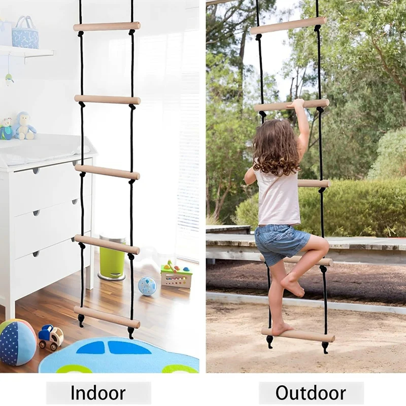 Kids Outdoor Swing Set - ชุดปีนป่ายเชือก บันไดไม้ ชิงช้าเด็ก สำหรับเล่นในร่มและกลางแจ้ง สนามเด็กเล่นบนต้นไม้ ของเล่นเสริมสร้างพัฒนาการ