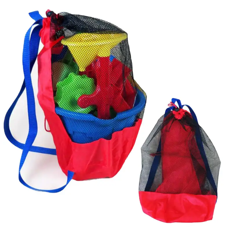 Kids Outdoor Backpack - 1 ชิ้นกระเป๋าชายหาดแบบพับได้แบบพกพาตาข่ายกระเป๋าว่ายน้ำสำหรับเด็กตะกร้าของเล่นชายหาดกระเป๋าเก็บของกลางแจ้งว่ายน้ำกระเป๋ากันน้ำ
