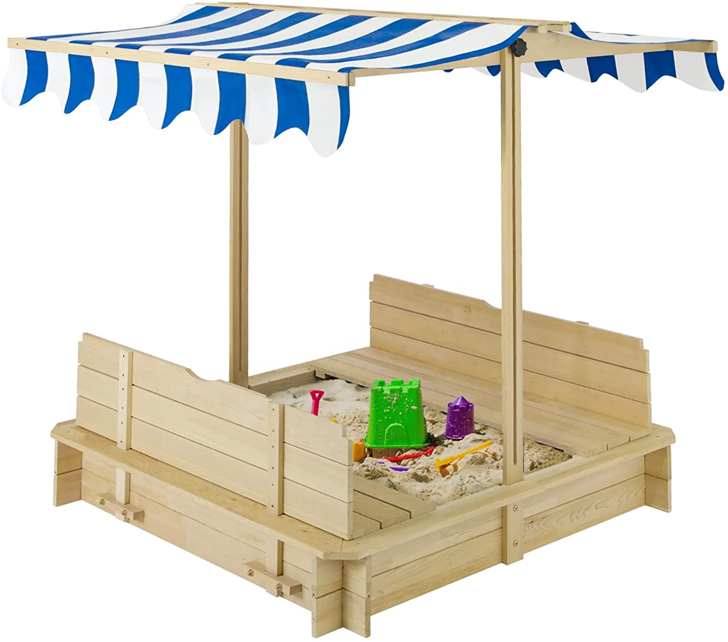 Kids Unique Outdoor Toys - ของเล่นเด็กไม้รูปเรือสำราญสำหรับสนามทรายกลางแจ้ง พร้อมหลังคา