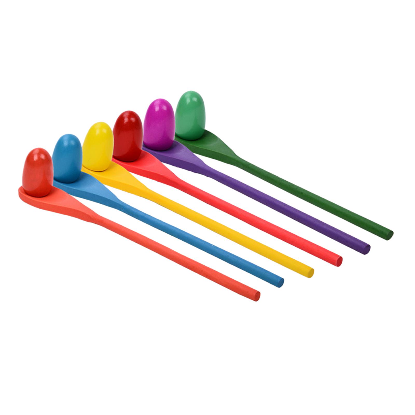 Kids Outdoor Yard Games - ชุดเกมแข่งช้อนตักไข่ 6 ชิ้น เสริมสร้างการประสานมือและตา ของเล่นเสริมพัฒนาการสำหรับเด็กก่อนวัยเรียน ของเล่นเพื่อการศึกษา