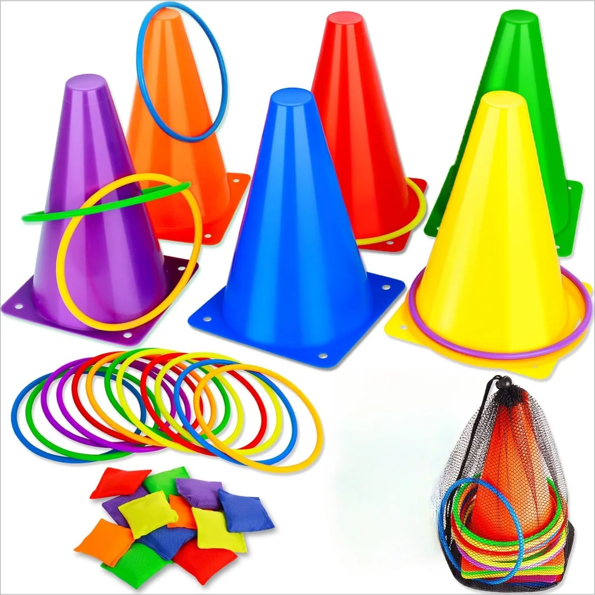 Kids Outdoor Bean Bag - 3 ใน 1 พลาสติก Cones Bean