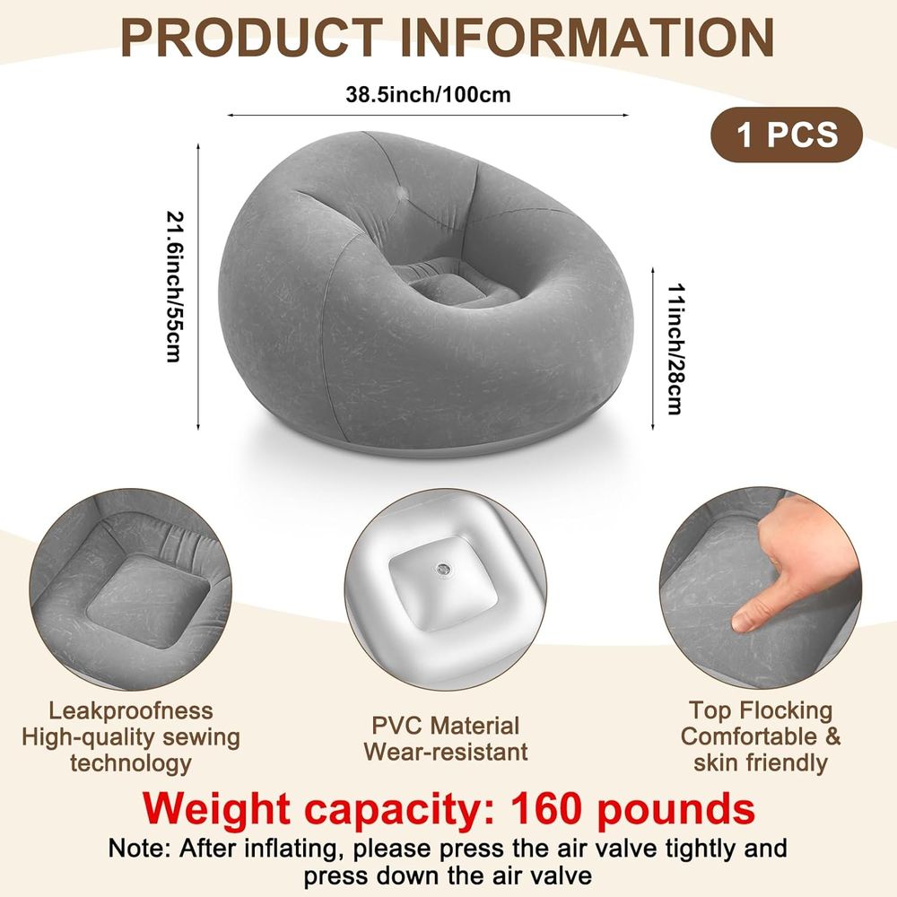 เก้าอี้บีนแบ็กเป่าลมสีเทา, โซฟ - Kids Outdoor Bean Bag บทวิจารณ์และราคา