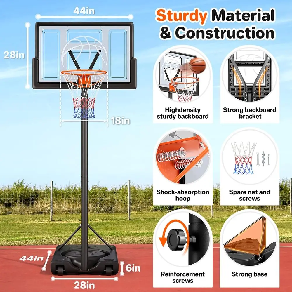 ระบบห่วงบาสเก็ตบอลแบบพกพาปรับร - Kids Outdoor Basketball Hoop บทวิจารณ์และราคา
