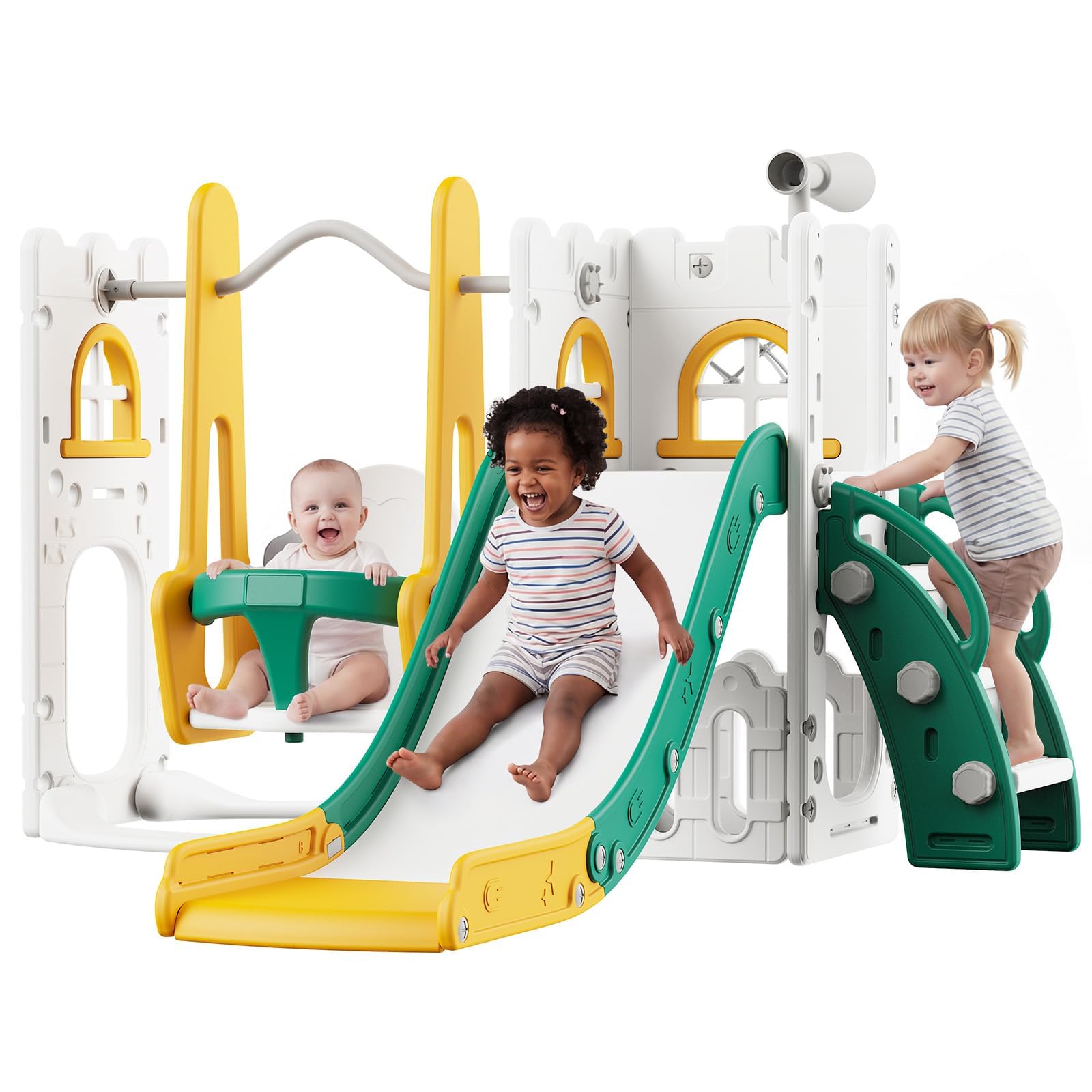 ชุดสไลด์และชิงช้า 7 in 1 สำหรั - Kids Outdoor Swing Set บทวิจารณ์และราคา