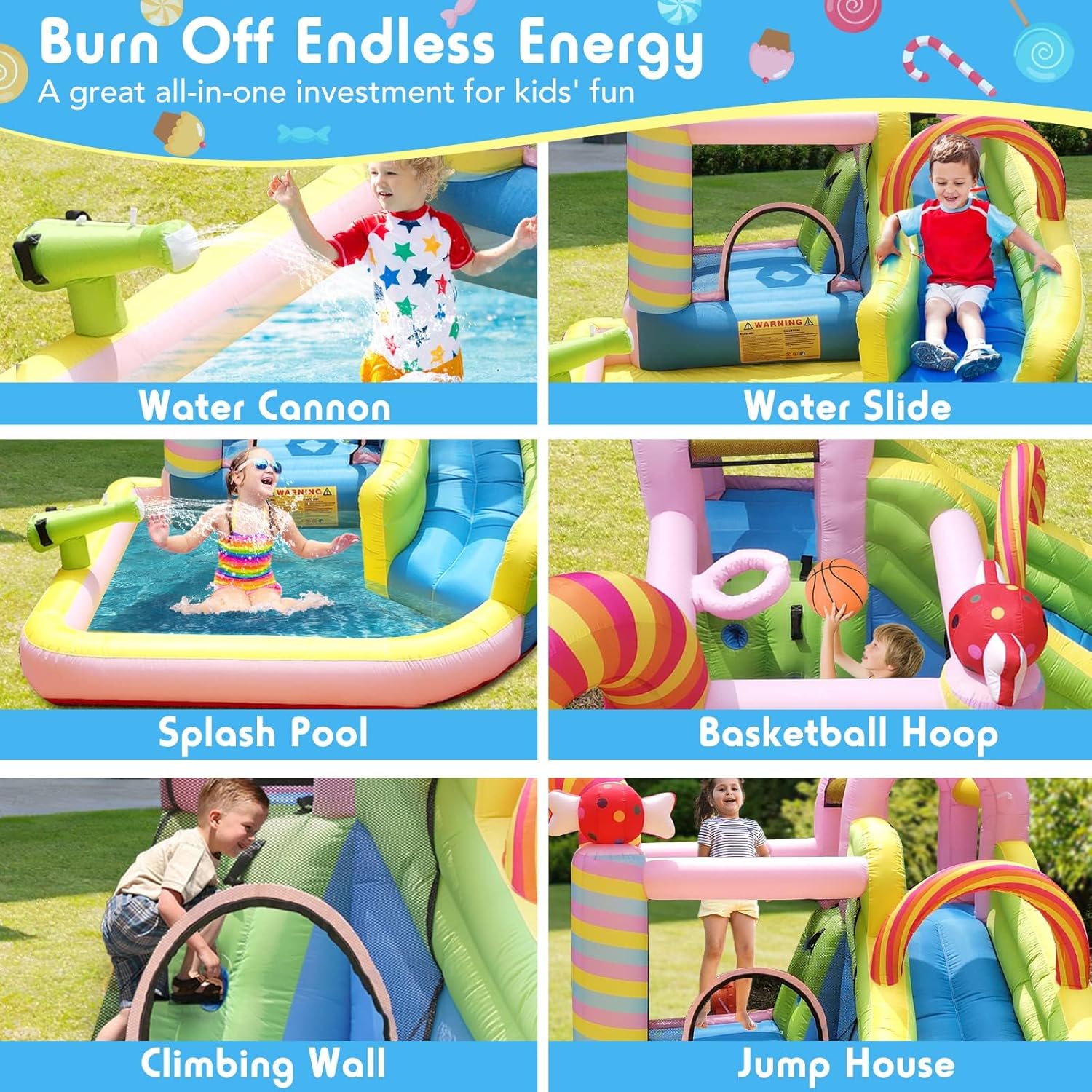 บ้านลมเป่าลมสำหรับเด็กพร้อมสไล - Kids Outdoor Basketball Hoop บทวิจารณ์และราคา