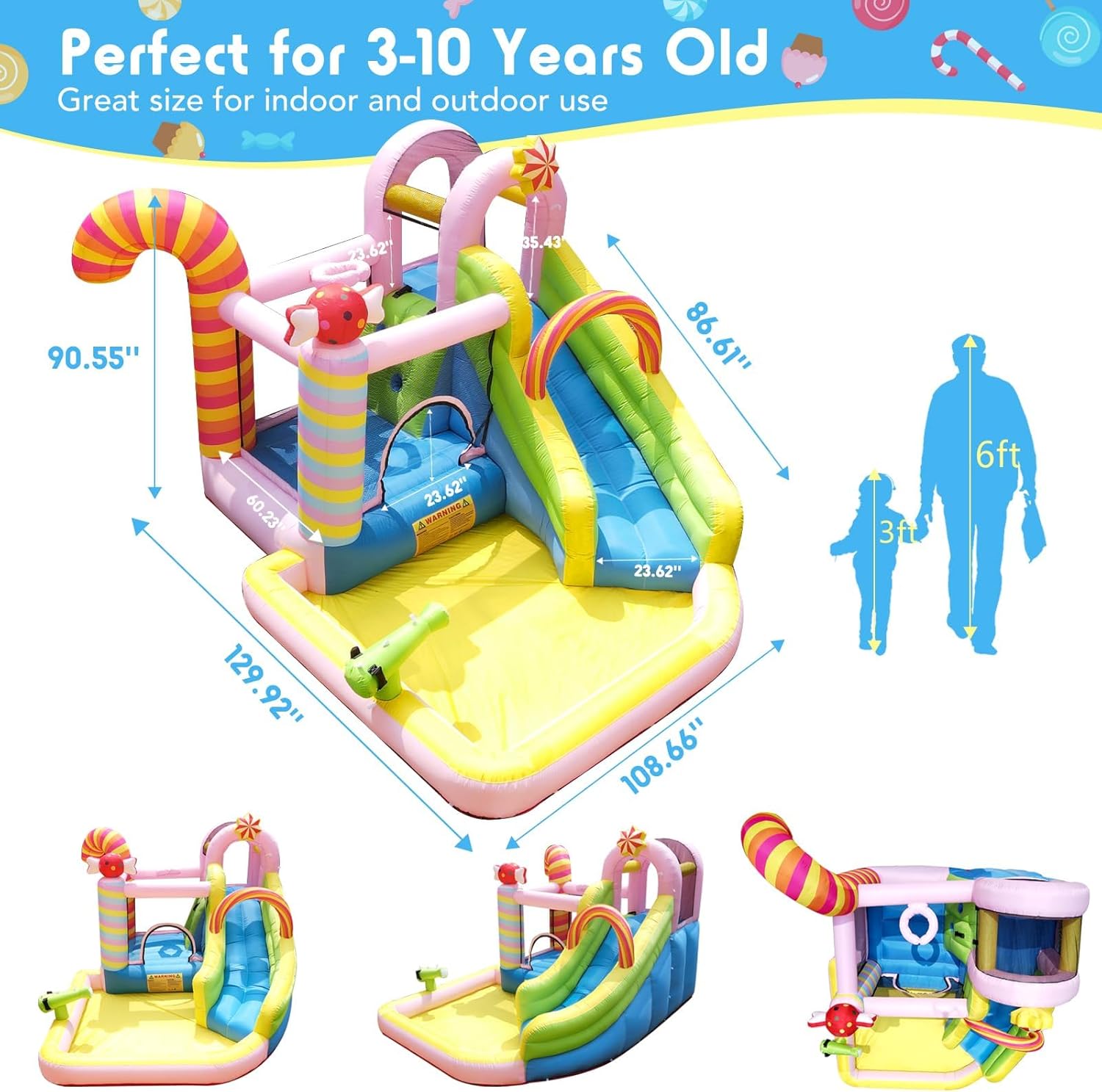 บ้านลมเป่าลมสำหรับเด็กพร้อมสไล - Kids Outdoor Basketball Hoop บทวิจารณ์และราคา