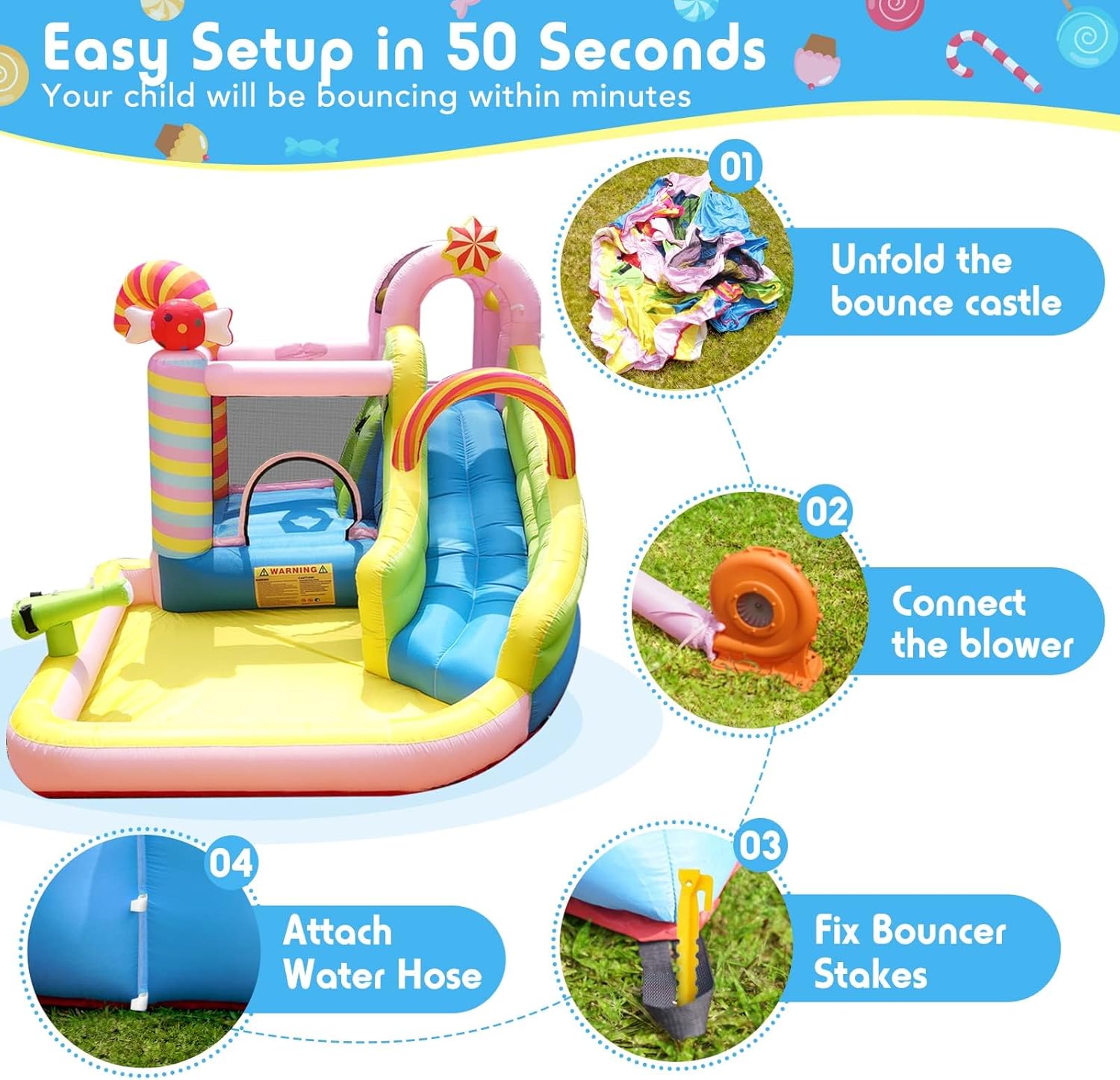 บ้านลมเป่าลมสำหรับเด็กพร้อมสไล - Kids Outdoor Basketball Hoop บทวิจารณ์และราคา