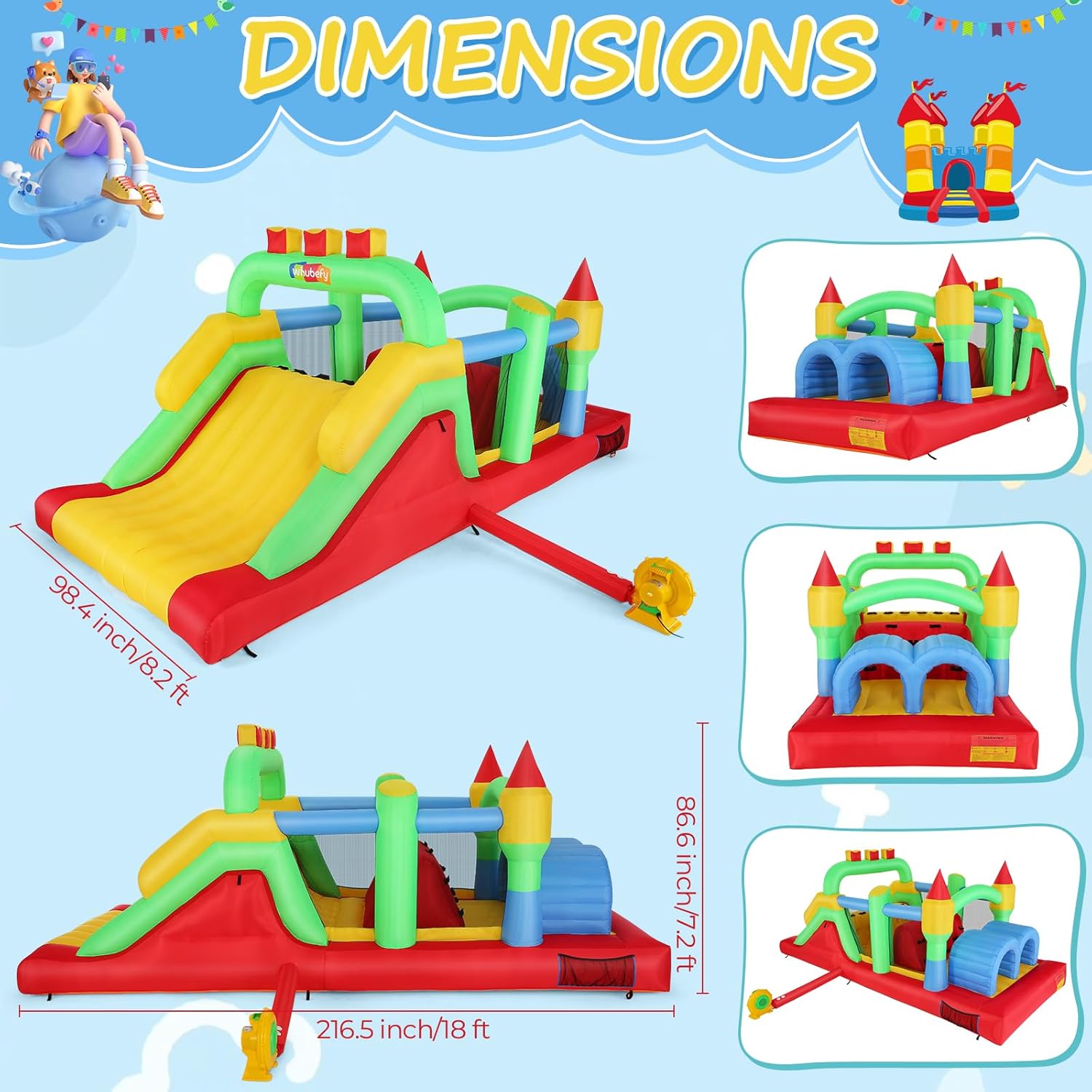 สนามเด็กเล่นเป่าลม KF ขนาดใหญ่ - Kids Outdoor Tunnel บทวิจารณ์และราคา