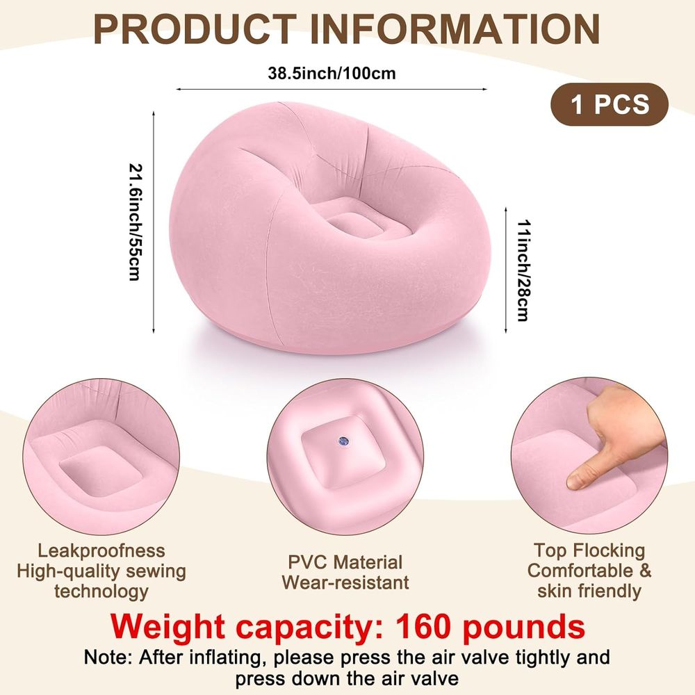 เก้าอี้บีนแบ็กเป่าลม สีชมพู |  - Kids Outdoor Bean Bag บทวิจารณ์และราคา