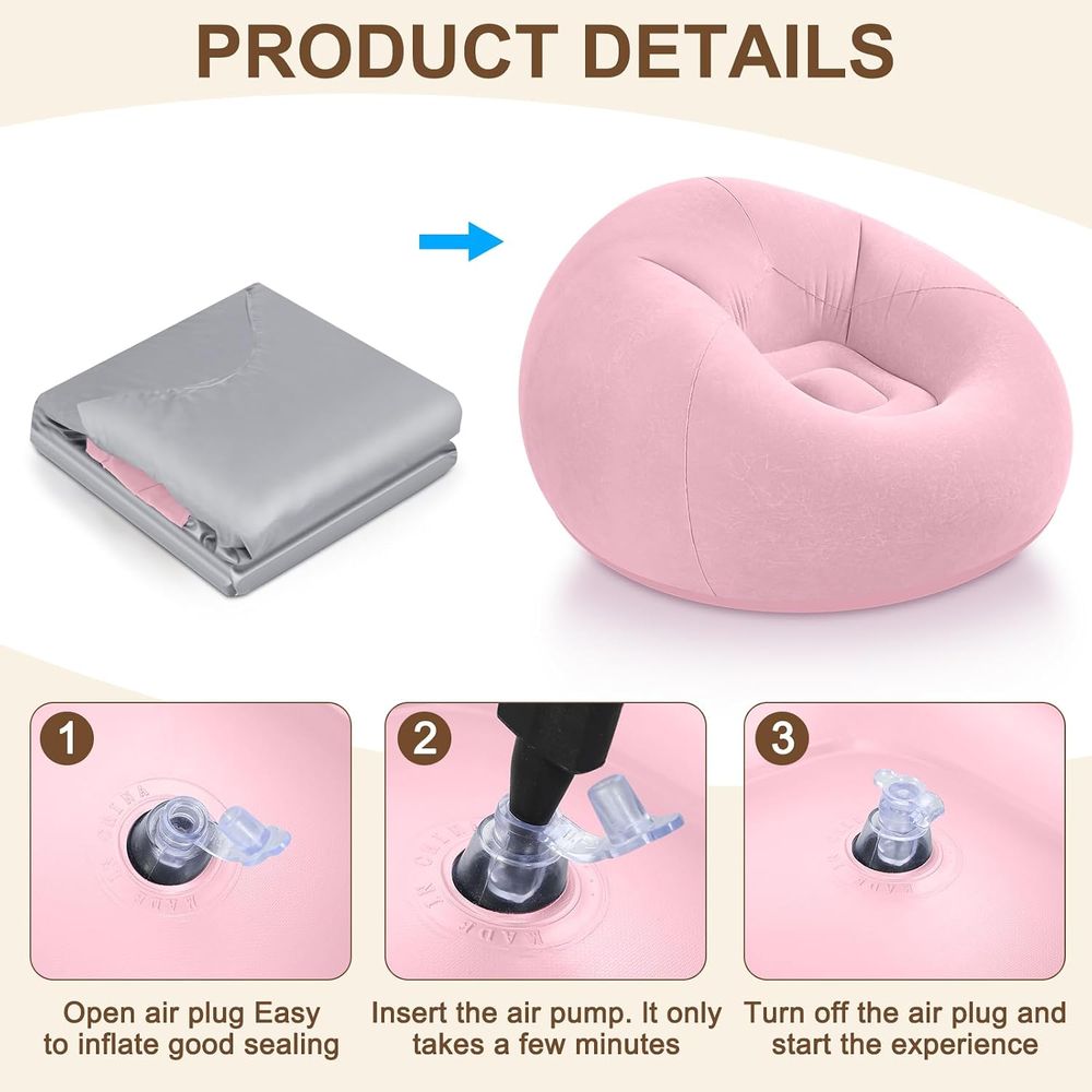 เก้าอี้บีนแบ็กเป่าลม สีชมพู |  - Kids Outdoor Bean Bag บทวิจารณ์และราคา