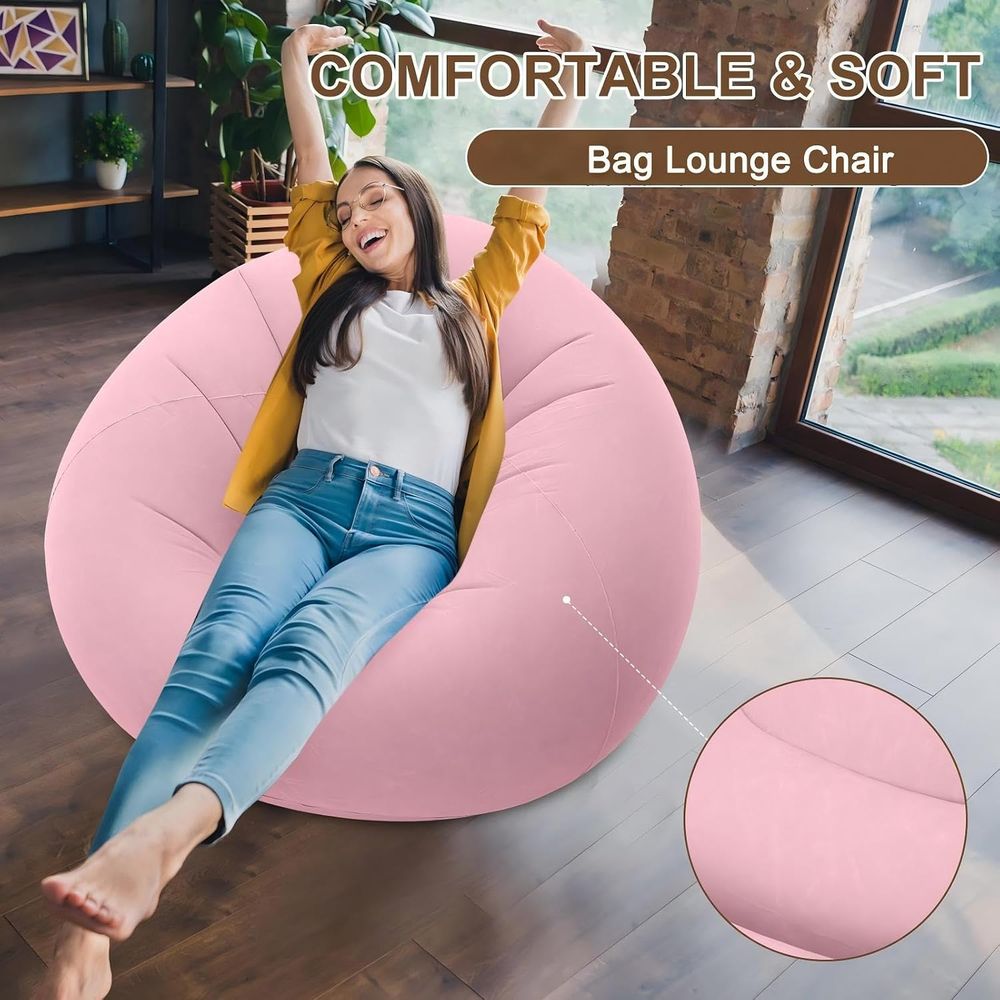 เก้าอี้บีนแบ็กเป่าลม สีชมพู |  - Kids Outdoor Bean Bag บทวิจารณ์และราคา