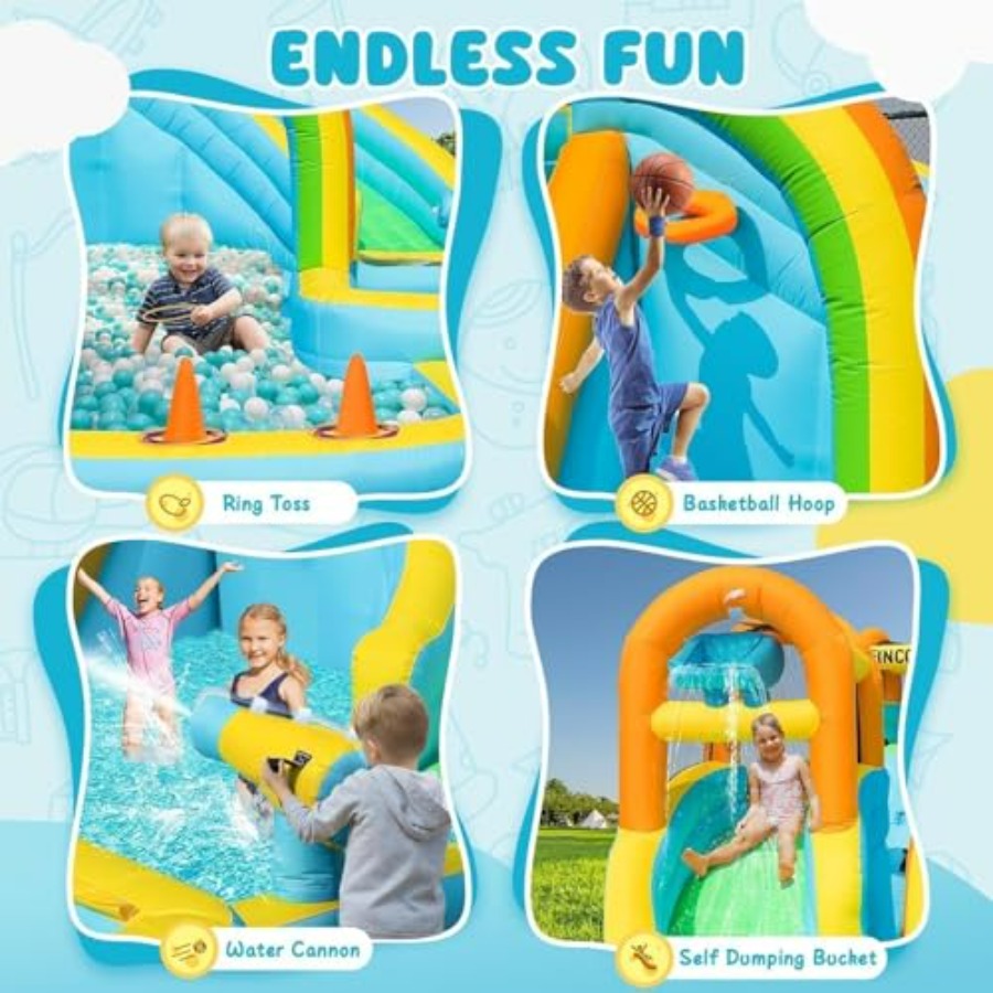 สไลเดอร์น้ำเป่าลมสำหรับเด็กเล่ - Kids Outdoor Basketball Hoop บทวิจารณ์และราคา