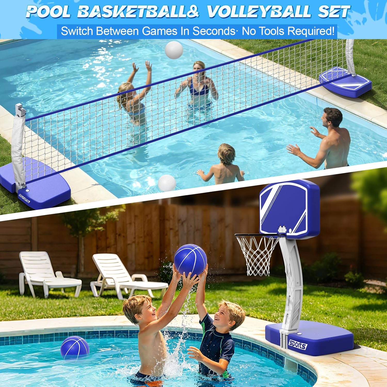 ชุดห่วงบาสเก็ตบอลและตาข่ายวอลเ - Kids Outdoor Volleyball Net บทวิจารณ์และราคา