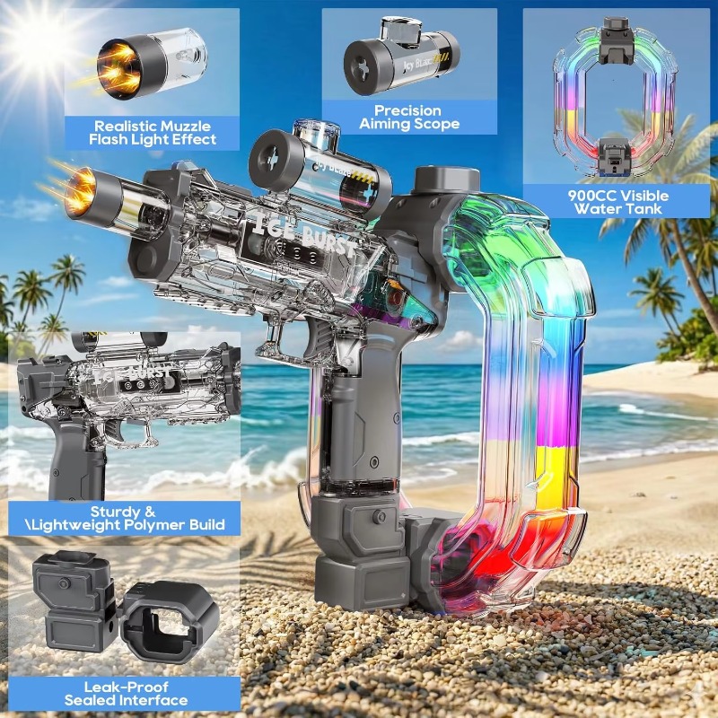 ปืนฉีดน้ำไฟฟ้ารูปวงแหวน LED สำ - Kids Outdoor Yard Games บทวิจารณ์และราคา