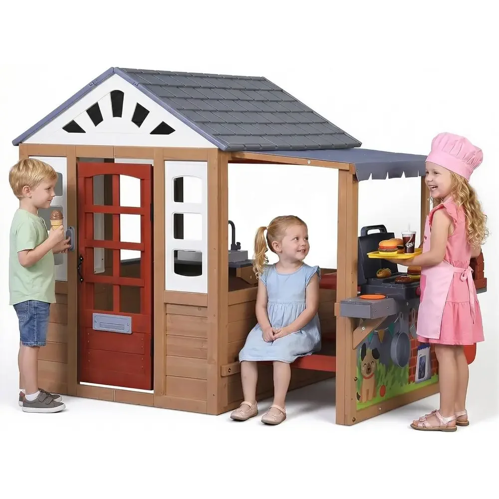 บ้านเด็กเล่นกลางแจ้งทำจากไม้,  - Kids Outdoor Kitchen บทวิจารณ์และราคา