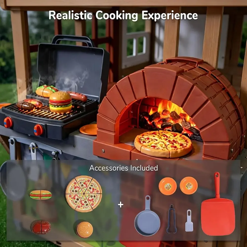 บ้านเด็กเล่นกลางแจ้งทำจากไม้,  - Kids Outdoor Kitchen บทวิจารณ์และราคา