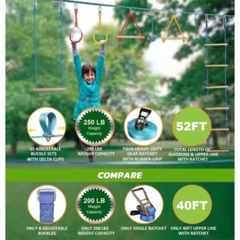 ชุดอุปกรณ์สนามฝึกซ้อม Warrior  - Kids Outdoor Monkey Bar Set บทวิจารณ์และราคา