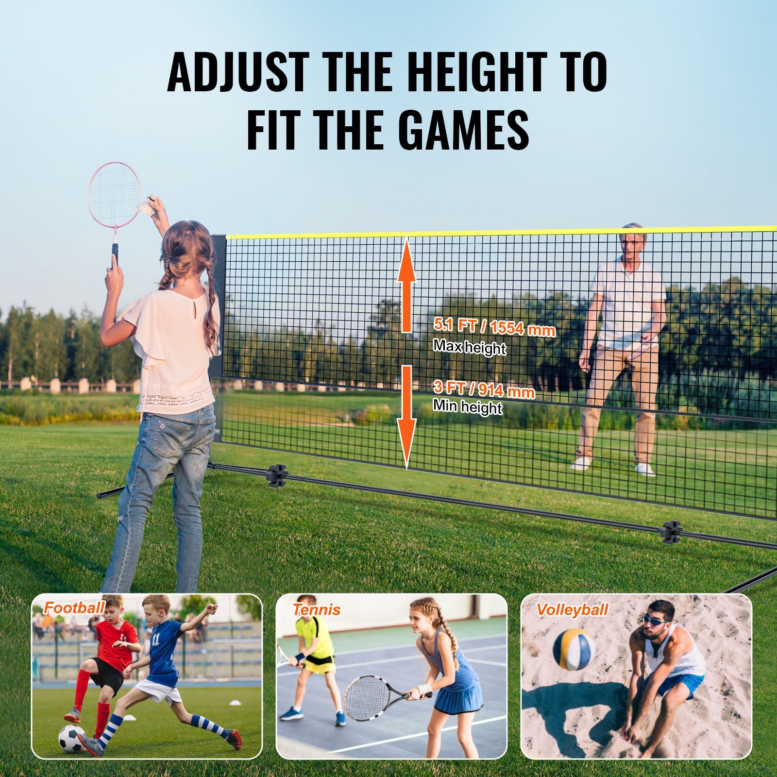 ตาข่ายแบดมินตัน, ตาข่ายวอลเลย์ - Kids Outdoor Volleyball Net บทวิจารณ์และราคา
