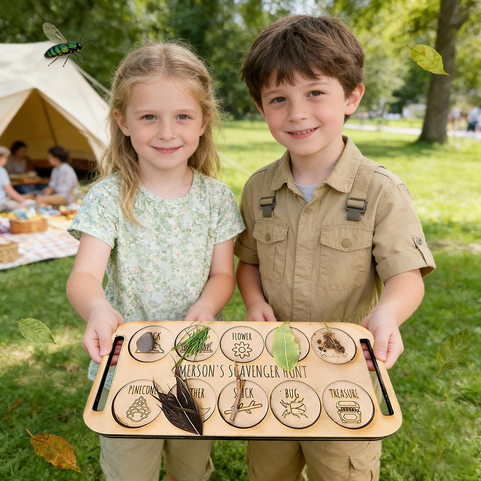 เกมล่าสมบัติสำหรับเด็ก ถาดไม้ส - Kids Outdoor Scavenger Hunt บทวิจารณ์และราคา