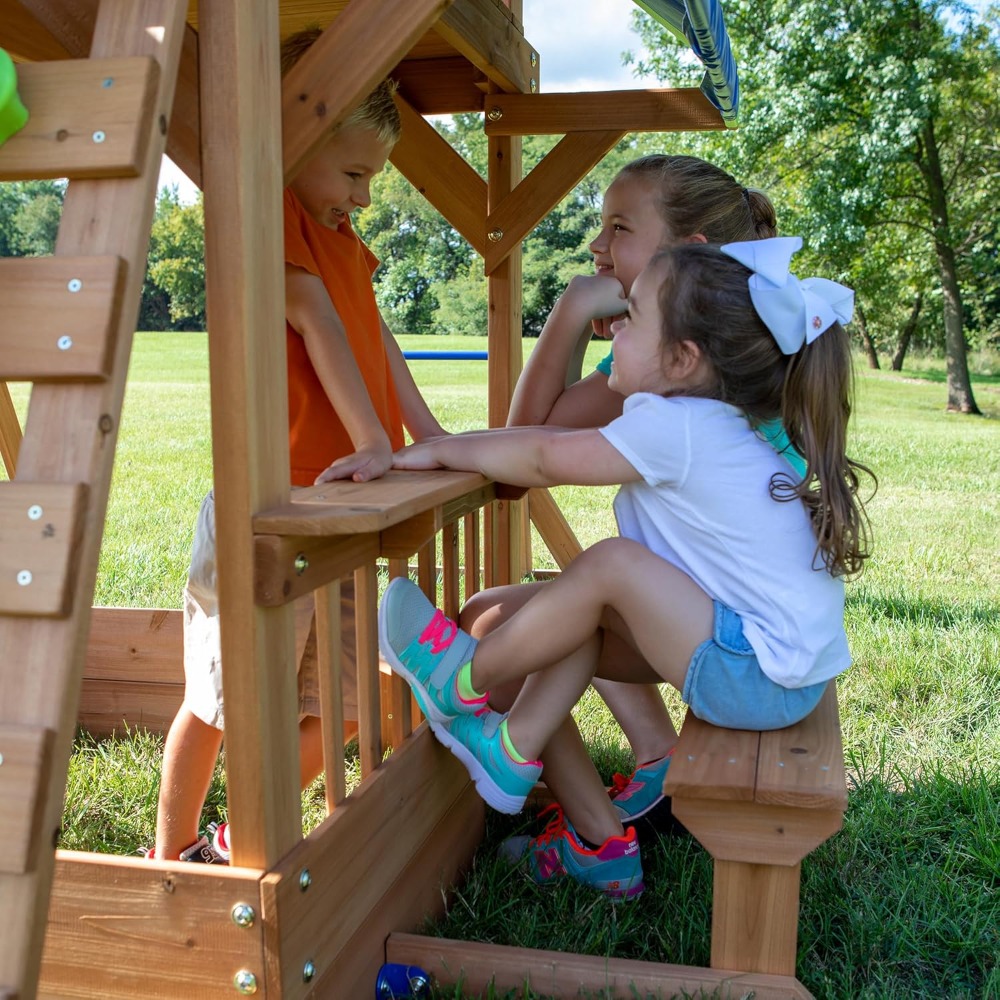 ชุดชิงช้าไม้ซีดาร์สำหรับสนามหล - Kids Outdoor Monkey Bar Set บทวิจารณ์และราคา
